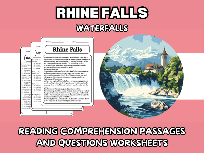 Waterfalls Worksheet.pdf Rhine Falls - Waterfalls Reading Comprehension Passages and Questions ...