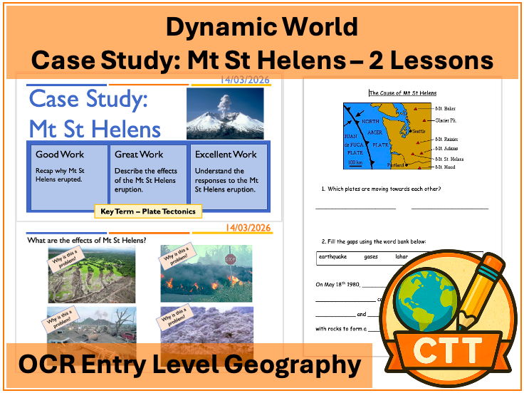 OCR Entry Level Geography - Destructive World - Case Study: Mt St Helens 2 Lessons