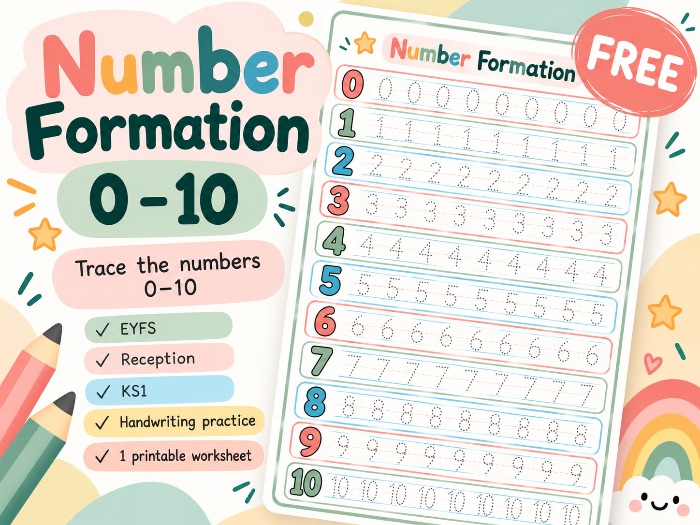 Number Formation 0-10 | EYFS & KS1 |FREE