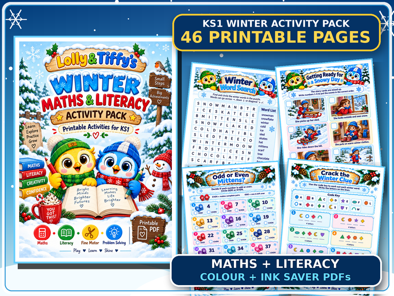 Winter Maths and Literacy Activity Pack | 46 KS1 Worksheets