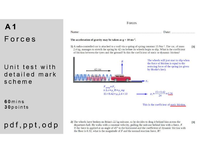 IB physics: A.2 - Forces. Unit Test.