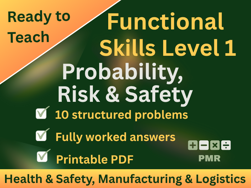 Functional Skills Probability, Risk & Safety L1 Worksheet