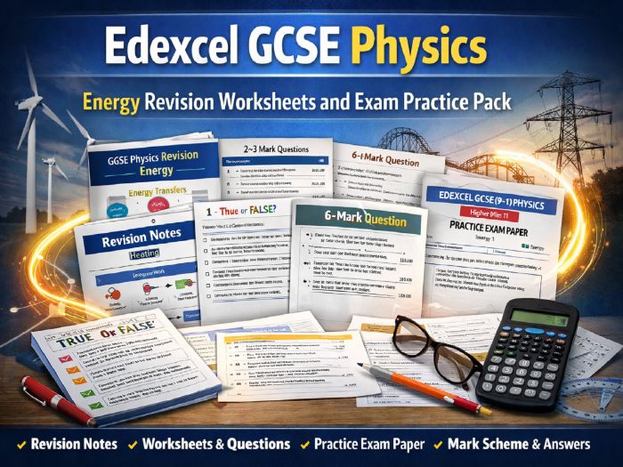 EDEXCEL GCSE Physics Energy Revision Worksheets and Exam Practice Pack