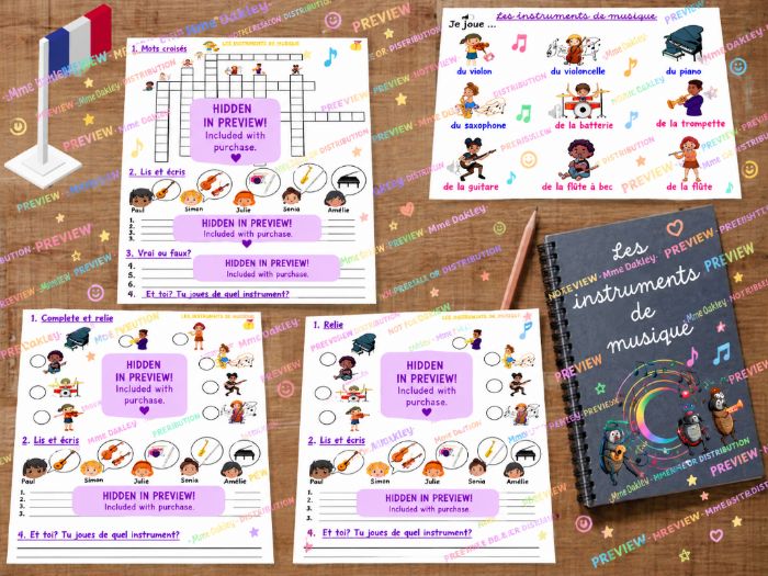 Les instruments de musique | Musical instruments in French | Musical instruments