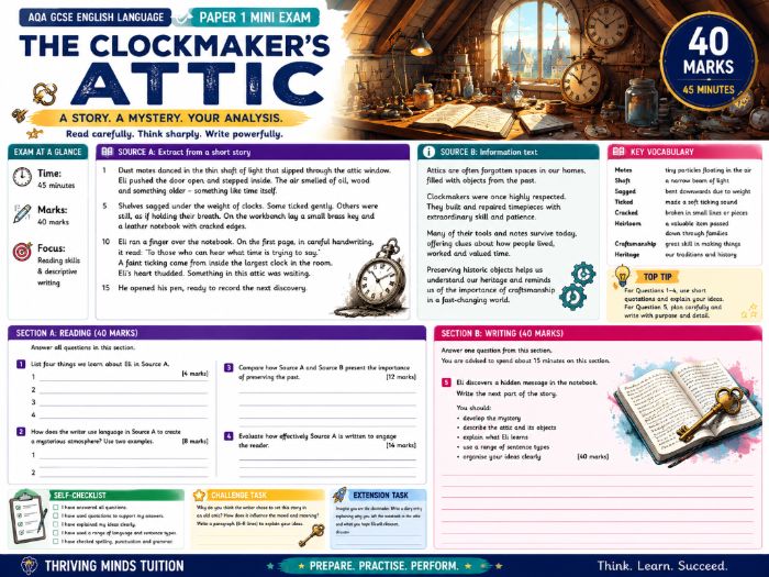 GCSE English Language Paper 1 Mini Exam - The Clockmaker's Attic