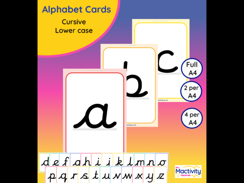 Lower Case Cursive Alphabet Cards