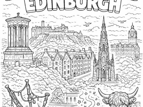 Edinburgh, Scotland Colouring Page