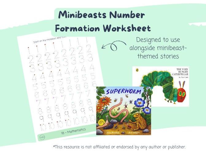 Minibeasts Number Formation Fine Motor Worksheet