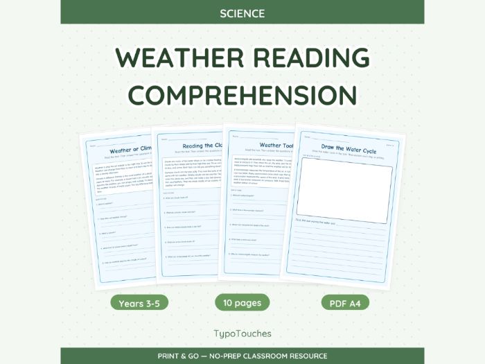 Weather Reading Comprehension | 10 Sheets