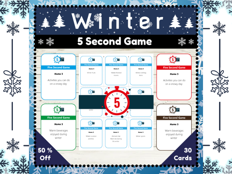 Winter 5 Second Game : Winter-themed Quick Thinking Exercise
