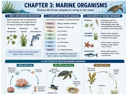 Marine Science -6 Page Quick Review Infographic Posters-Study room walls