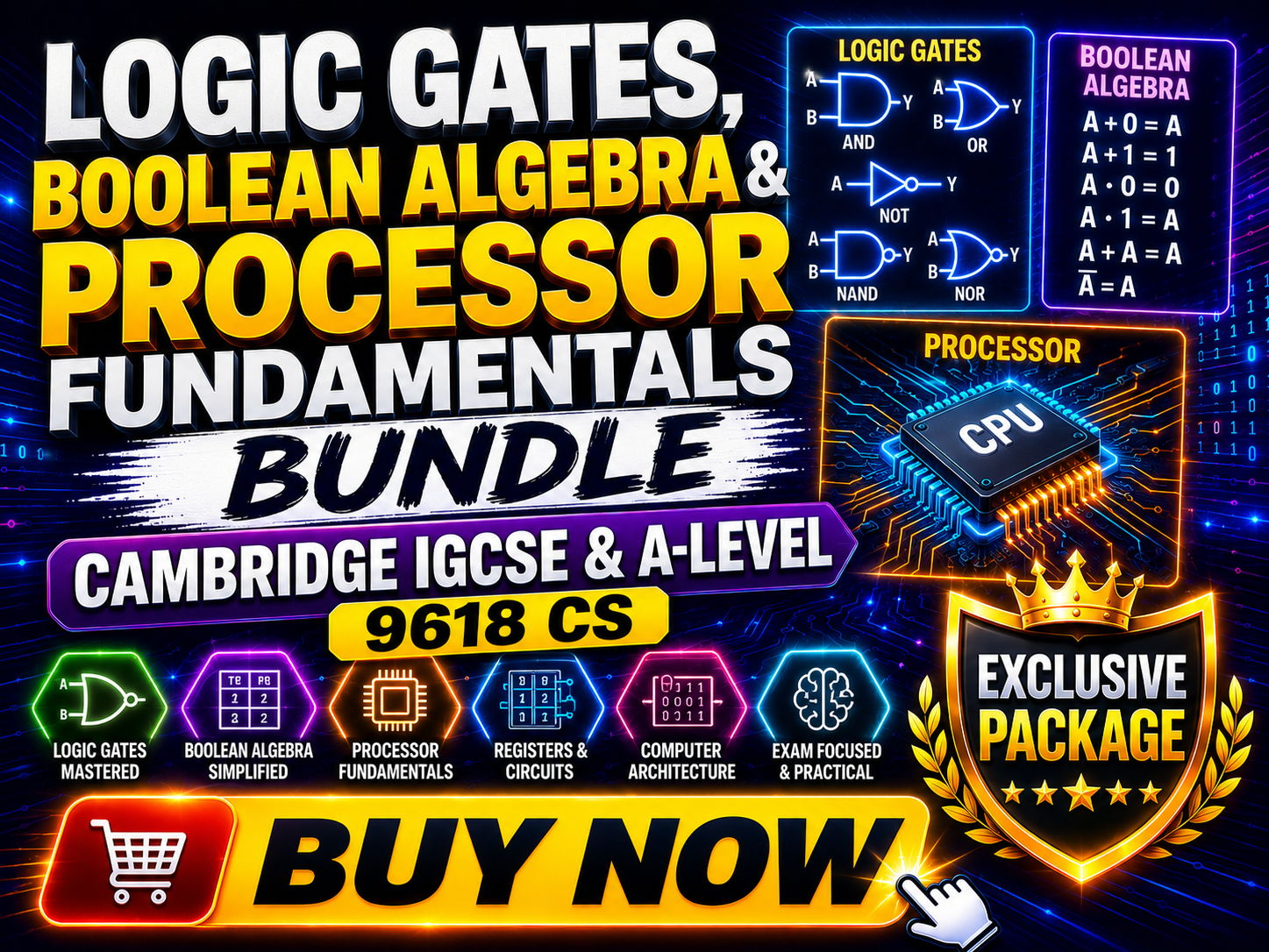 Logic Gates, Boolean Algebra & Processor Fundamentals | Cambridge IGCSE & A-Level 9618 CS Bundle