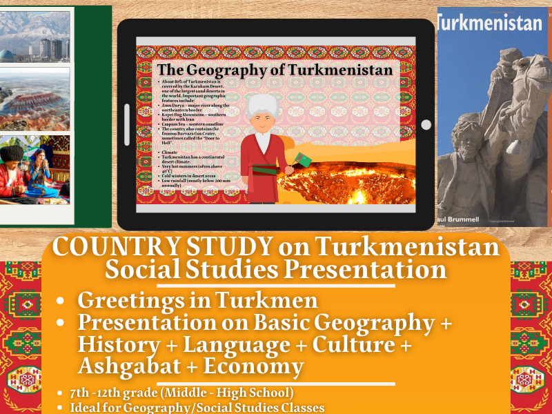 Turkmenistan Country Study - Geography + Social Studies Presentation