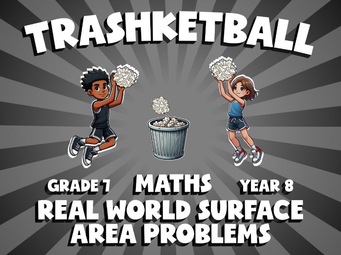 Real World Surface Area Problems TRASHKETBALL Maths Game | No-Prep Year 8 Review Activity