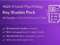 AQA A-Level Psychology Key Studies Pack (7182) | 10 Studies + AO1 AO3 Practice