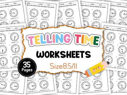 Telling Time Clocks Worksheet Printables Kindergarten to 1st grade math review