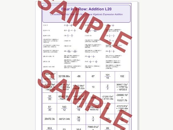 Addition L20 Four in a Row | Mixed Addition and Non-Linear Algebra