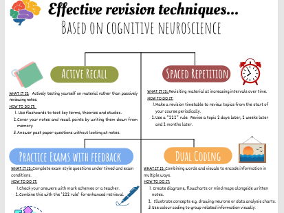 How to revise effectively info sheet