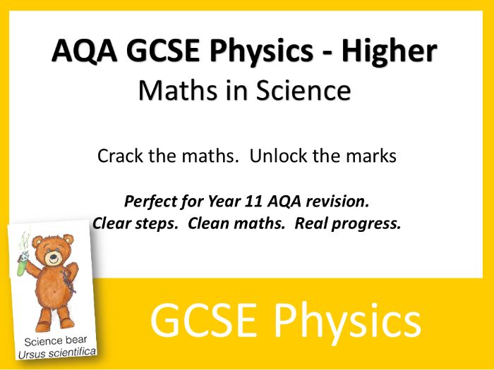AQA GCSE Physics – Higher Tier Maths Worksheet and Comprehensive Teacher Notes x 21