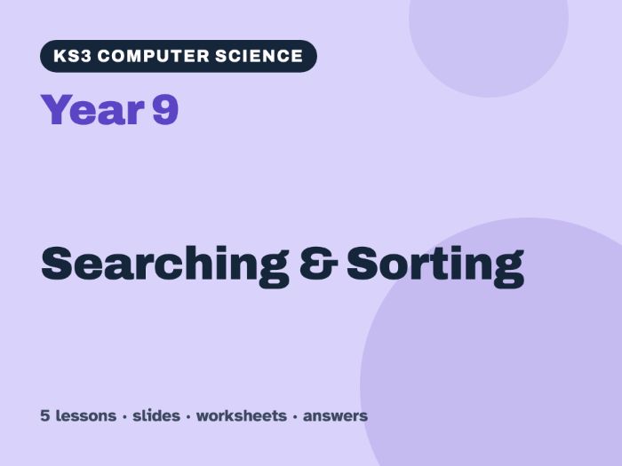 KS3 Computer Science Year 9: Searching & Sorting – 5 lessons