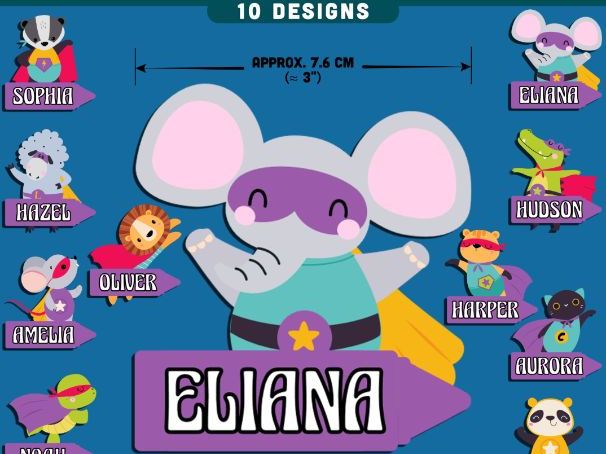 Superhero Animal Locker Labels, Editable Student Name Tags, Classroom Storage Decor
