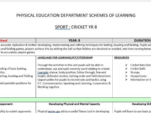 KS3 Cricket SOW