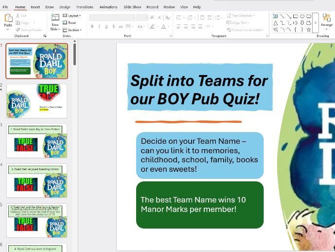 Roald Dahl BOY Pub Quiz