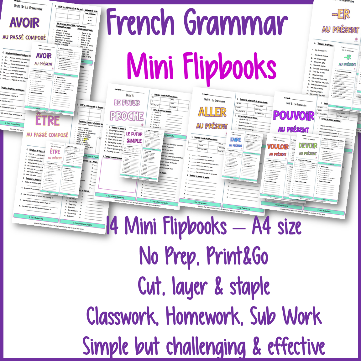 French Grammar Flipbooks MEGA Bundle: Tenses & Verbs