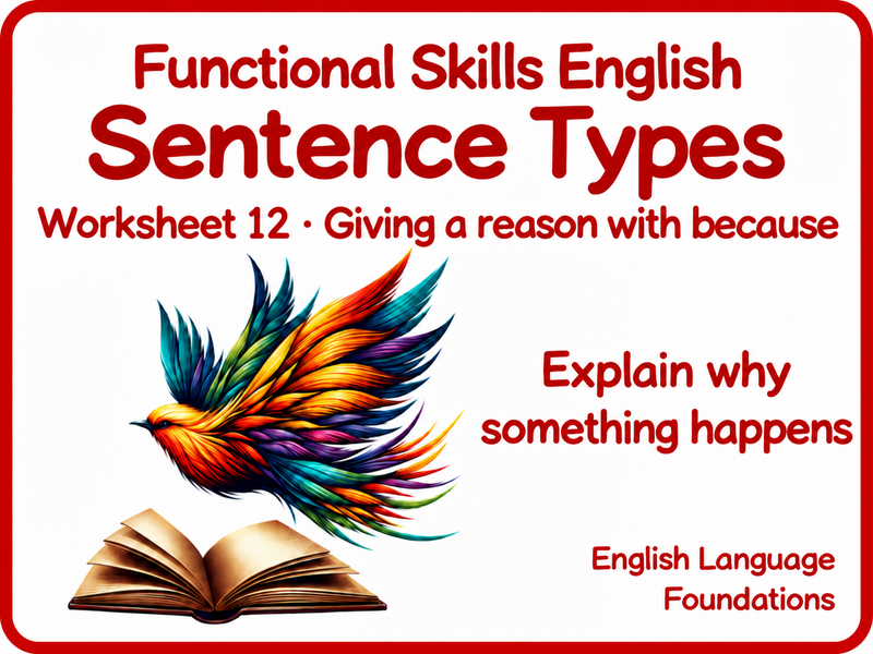 Complex Sentences with Because | Functional Skills English Worksheet Pack
