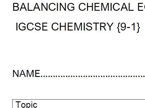 Balancing Chemical Symbol Equations Booklet IGCSE Chemistry Edexcel {9-1}