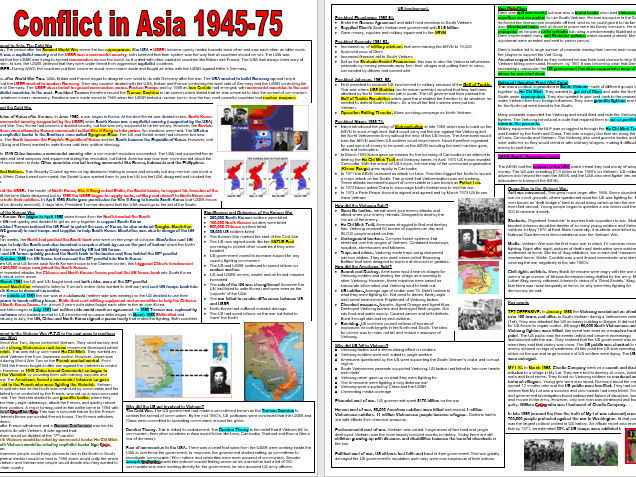 AQA GCSE History -  Asia - Korean War and Vietnam War - short knowledge organiser