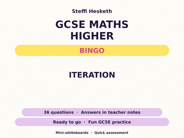 Iteration GCSE Maths Higher Bingo
