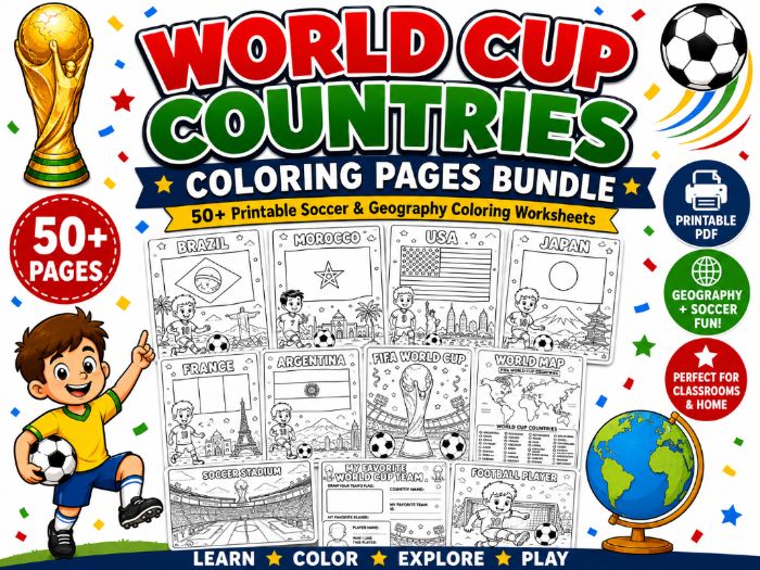World Cup 2026 Countries Coloring Pages FIFA Inspired Coloring Sheets