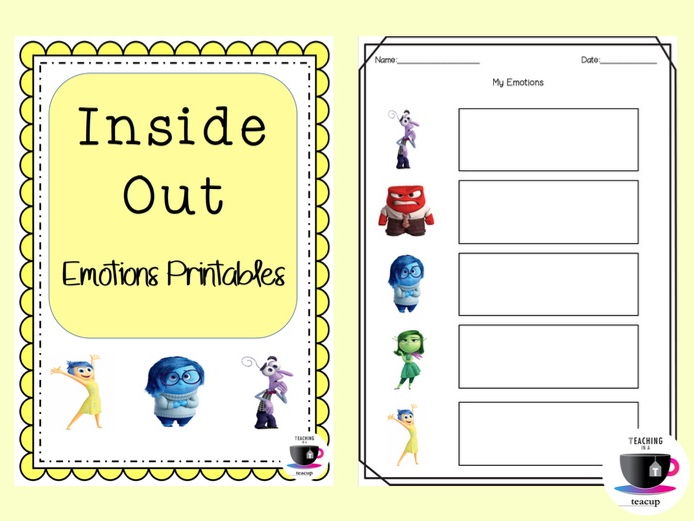 FREEBIE Inside Out Emotions Worksheets Teaching Resources