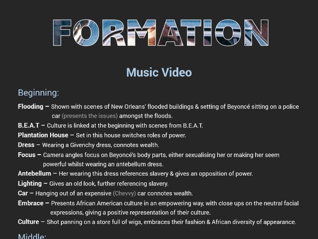 Media Factsheet - Beyonce Formation
