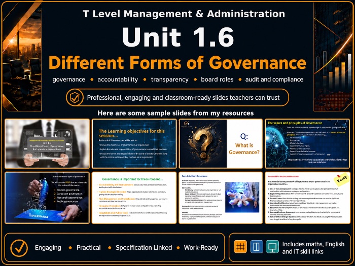 Unit 1 Spec 1.6 T Level Management & Administration Core - Different forms of Governance