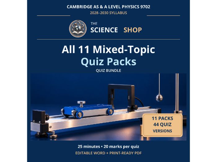 Physics 9702: All 11 Mixed-Topic Quiz Packs Bundle | Cambridge AS & A Level