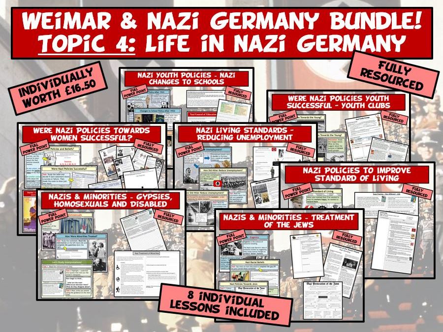 GCSE Weimar & Nazi Germany Bundle Topic 4 Life in Nazi Germany Teaching Resources