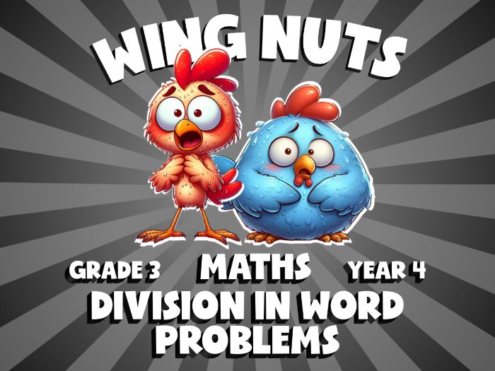 Division in Word Problems WING NUTS Maths Game | No-Prep Year 4 Review Activity