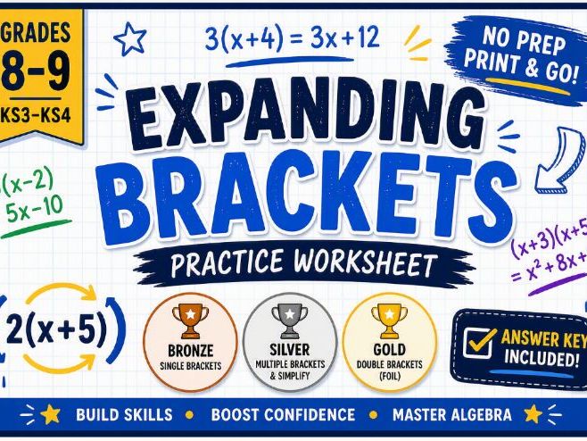Differentiated Expanding Brackets Worksheet (with Answers)