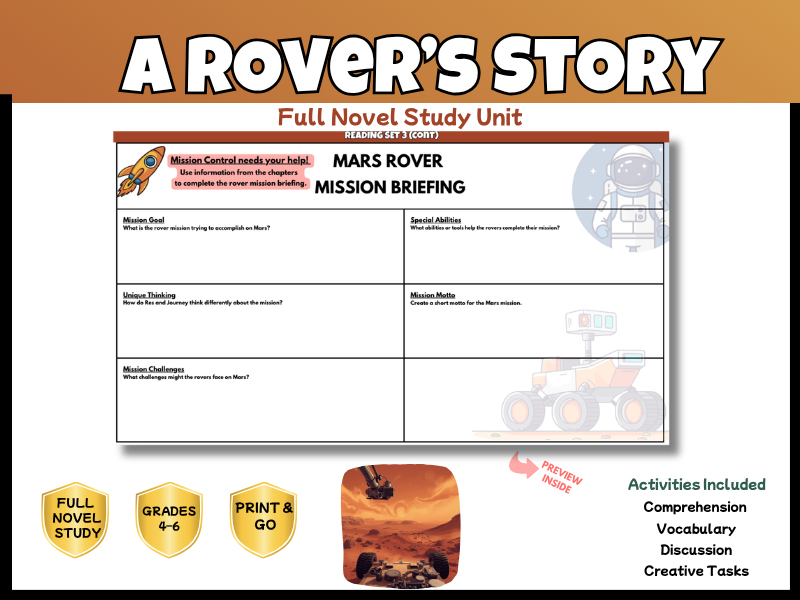 A Rover's Story Full Novel Study & Reading Comprehension Bundle | KS2 KS3 Years 5-8