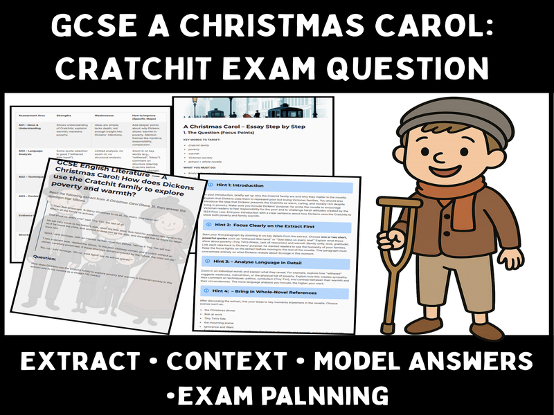 A Christmas Carol Cratchit Family Exam Resource | GCSE English Literature | Poverty & Warmth Analys