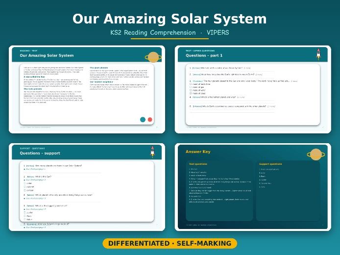 Solar System Reading Comprehension | KS2 VIPERS — Differentiated & Self-Marking