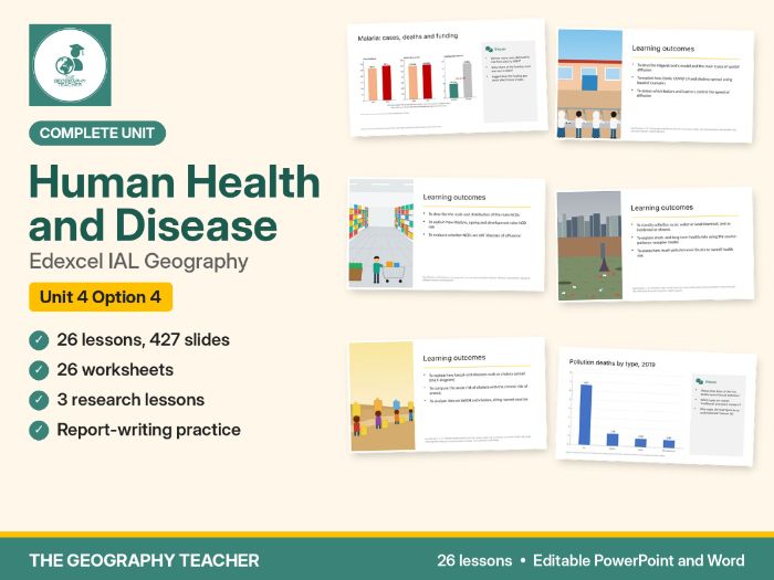 Human Health and Disease Complete Unit (26 Lessons) – Edexcel IAL Geography Unit 4 Option 4