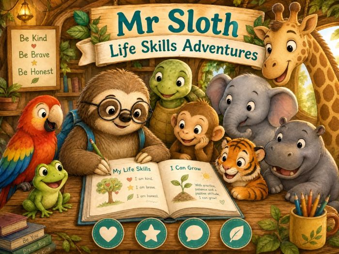 Mr Sloth Life Skills Adventures — Premium Teacher Guide | EYFS KS1 KS2 | PSHE Life Skills 12 Books