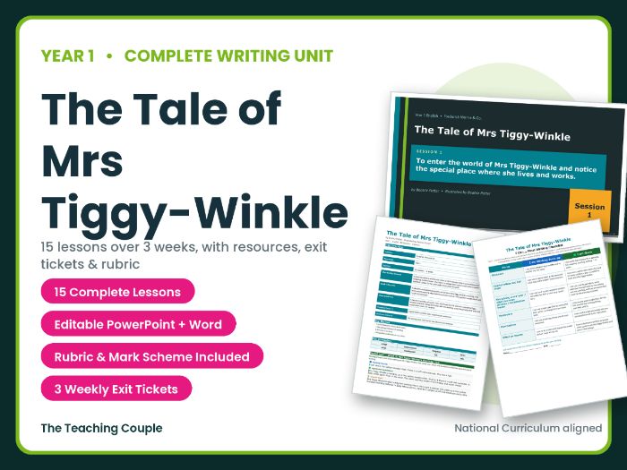 The Tale of Mrs Tiggy-Winkle | Year 1 English Unit | 15 Complete Lessons + Resources + Mark Schemes