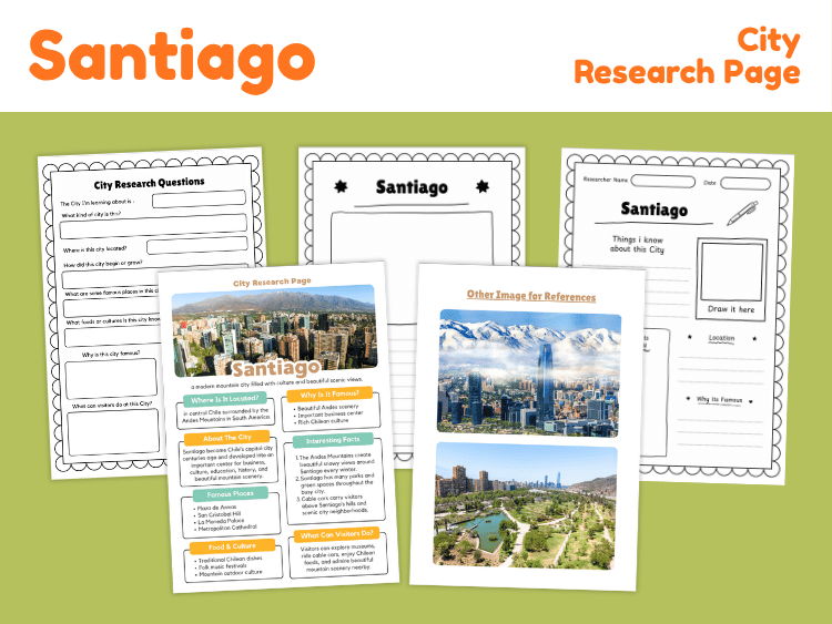 Santiago Chile City Research Project | Geography Worksheets