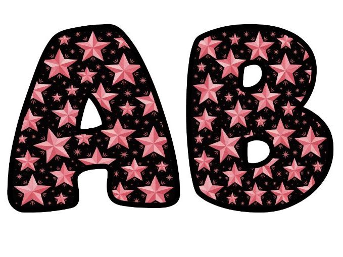 Pink Star of the Day Classroom Display | Lettering Set | Whole Alphabet A-Z and 0-9