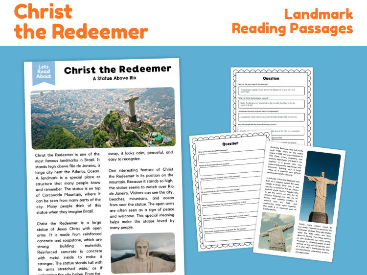 Christ the Redeemer Reading Comprehension | Famous Landmark Worksheets