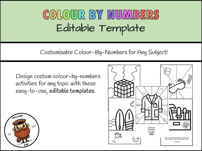 Colour By Numbers - Editable Templates